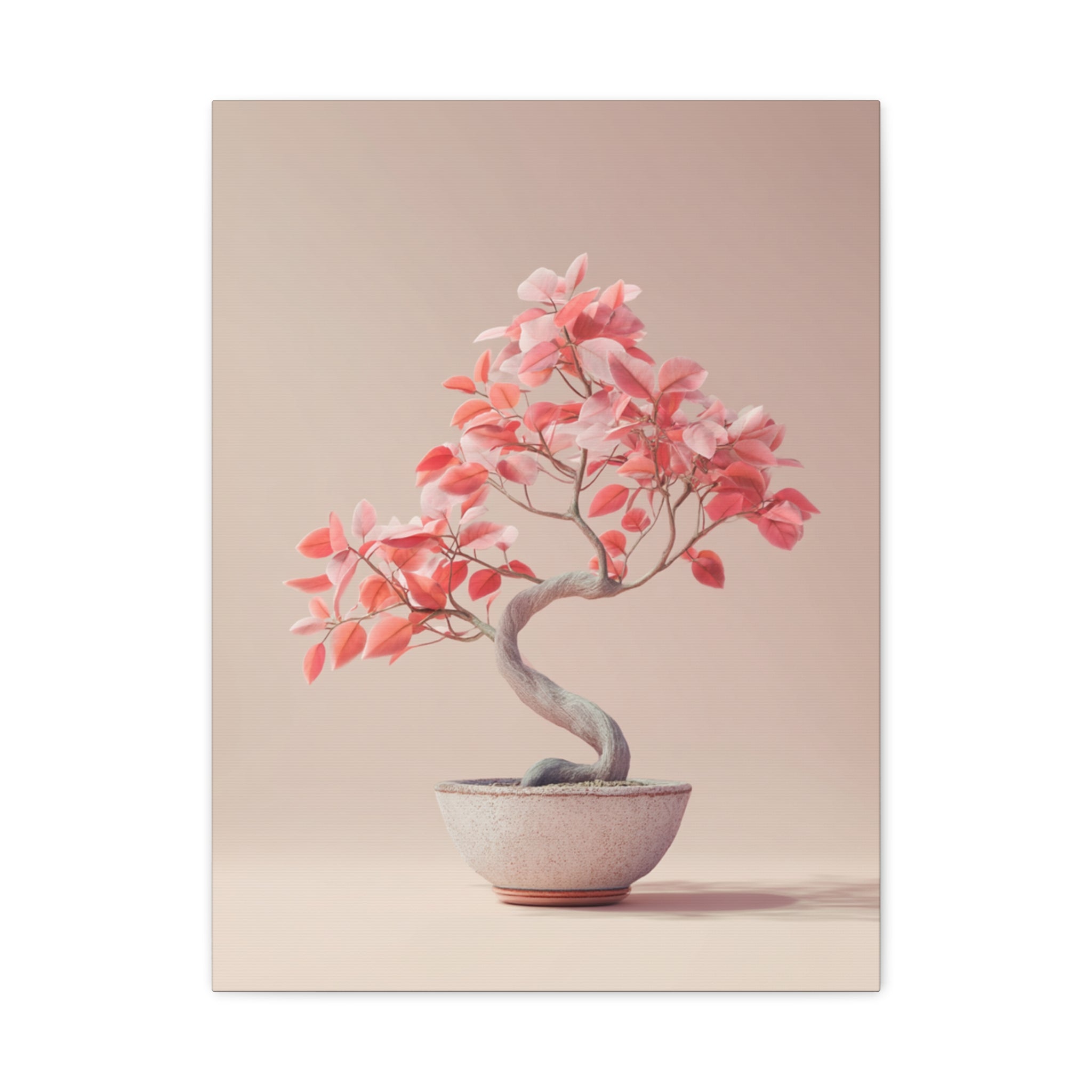 Pink Bonsai Canvas Wall Art - Matte Stretched 1.25"