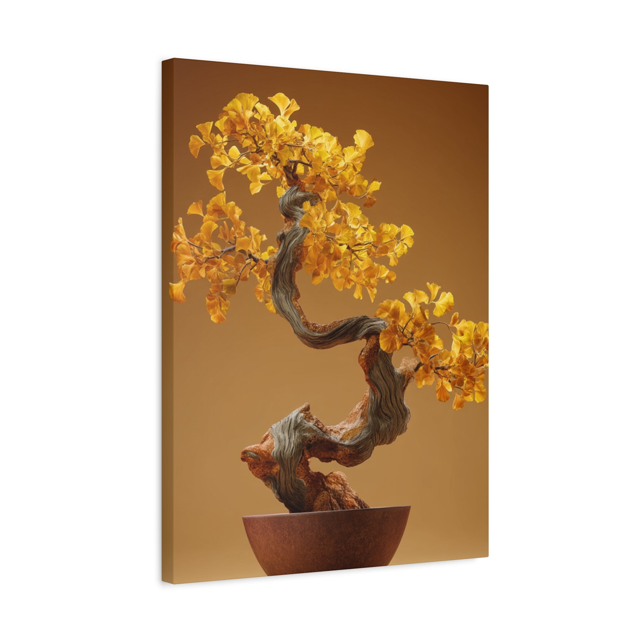 Yellow Leaves Bonsai Matte Stretched Canvas