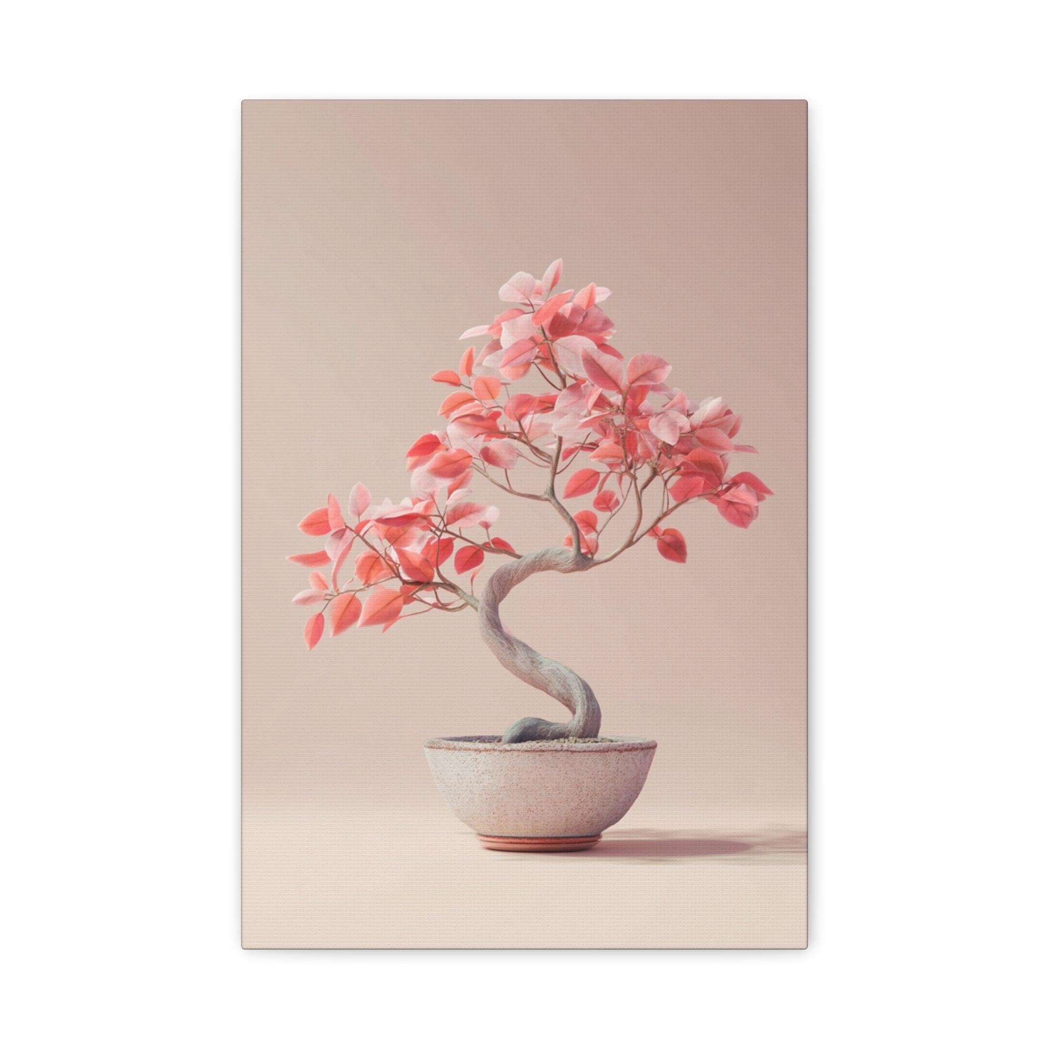 Pink Bonsai Canvas Wall Art - Matte Stretched 1.25"