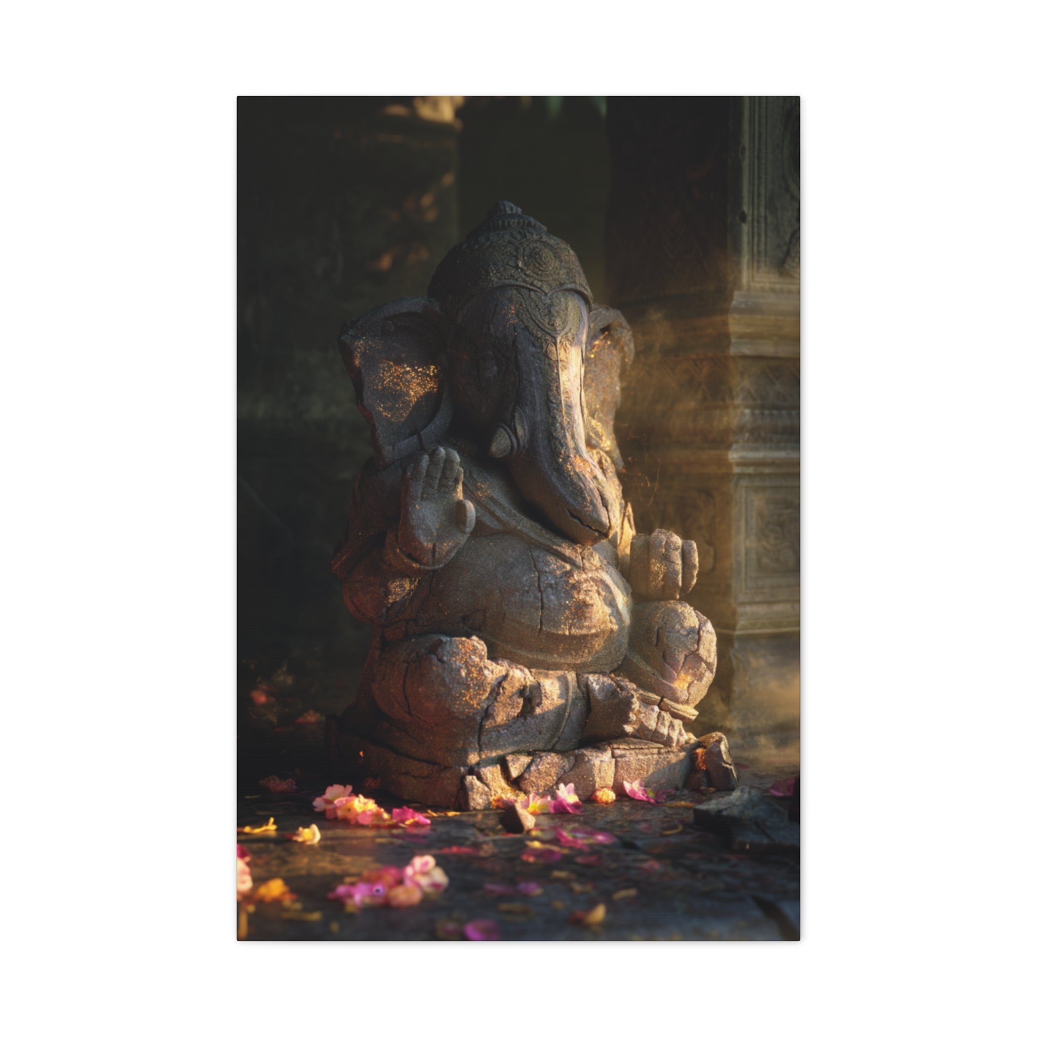 Ganesha Statue Matte Canvas Print — Spiritual Hindu Wall Art