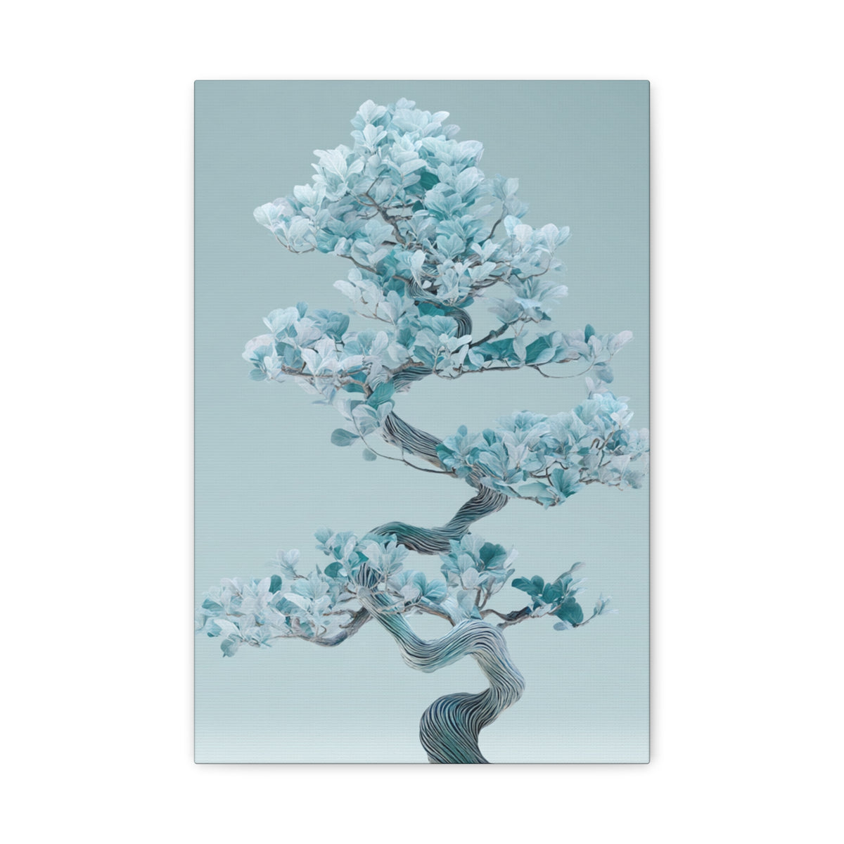 Azure Blossom Bonsai — Blue Japanese Bonsai Tree Soft Bloom Aesthetic  Canvas Print Wall Art