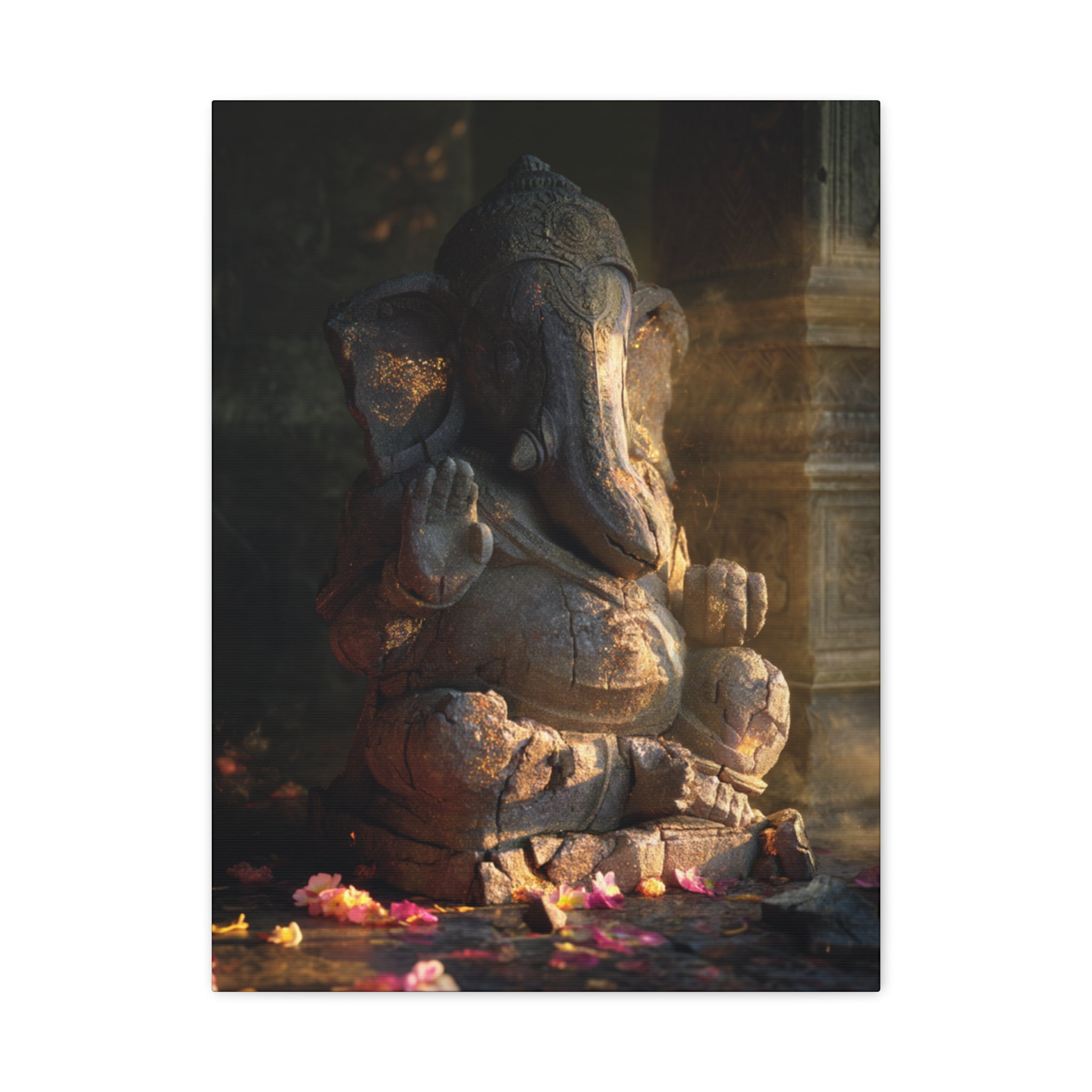 Ganesha Statue Matte Canvas Print — Spiritual Hindu Wall Art