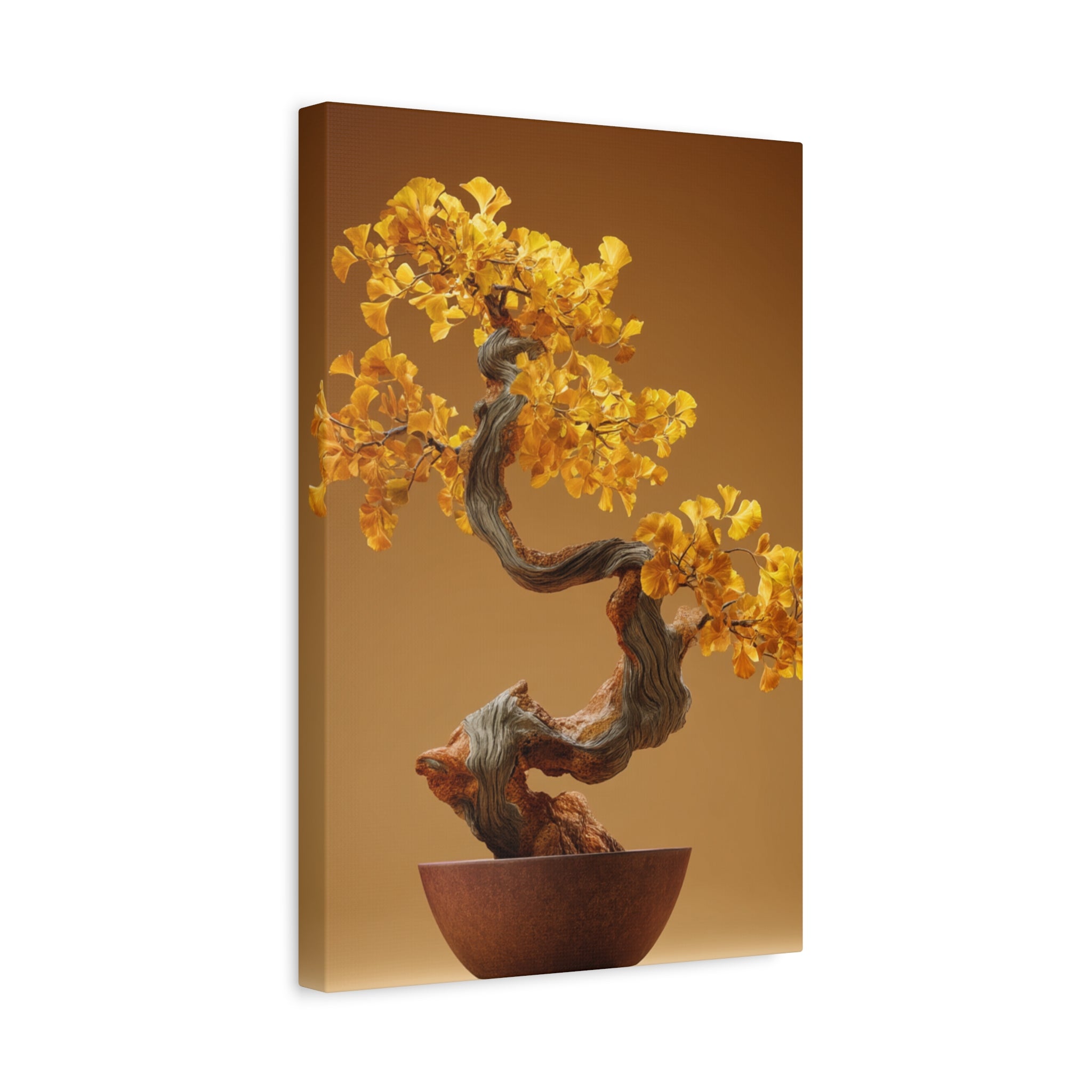 Yellow Leaves Bonsai Matte Stretched Canvas