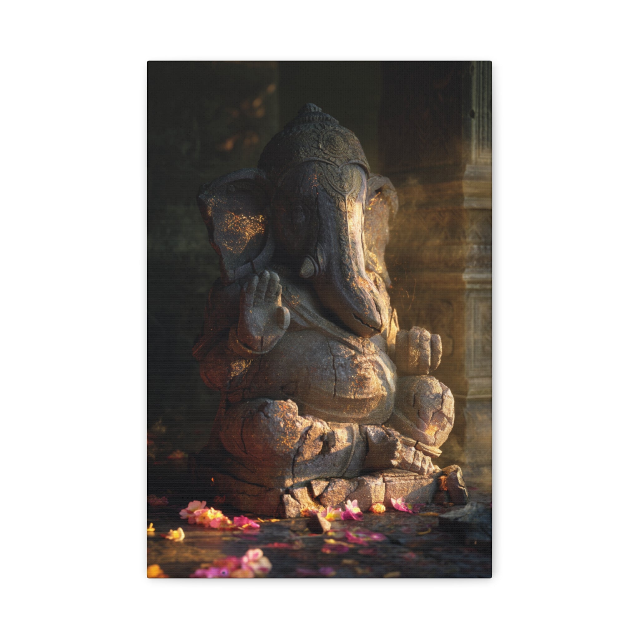 Ganesha Statue Matte Canvas Print — Spiritual Hindu Wall Art