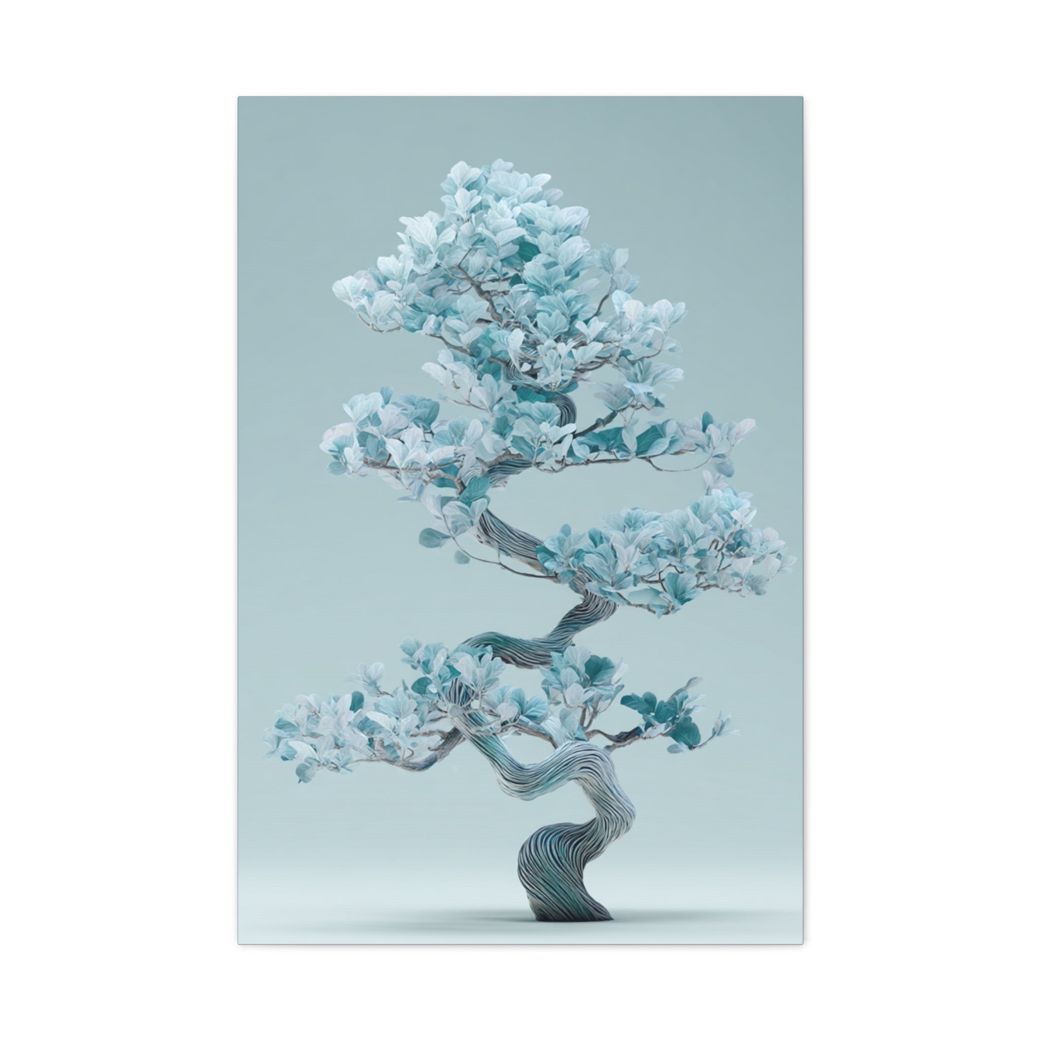 Bonsai Blue Leaf Matte Canvas Wall Art (Stretched 1.25")