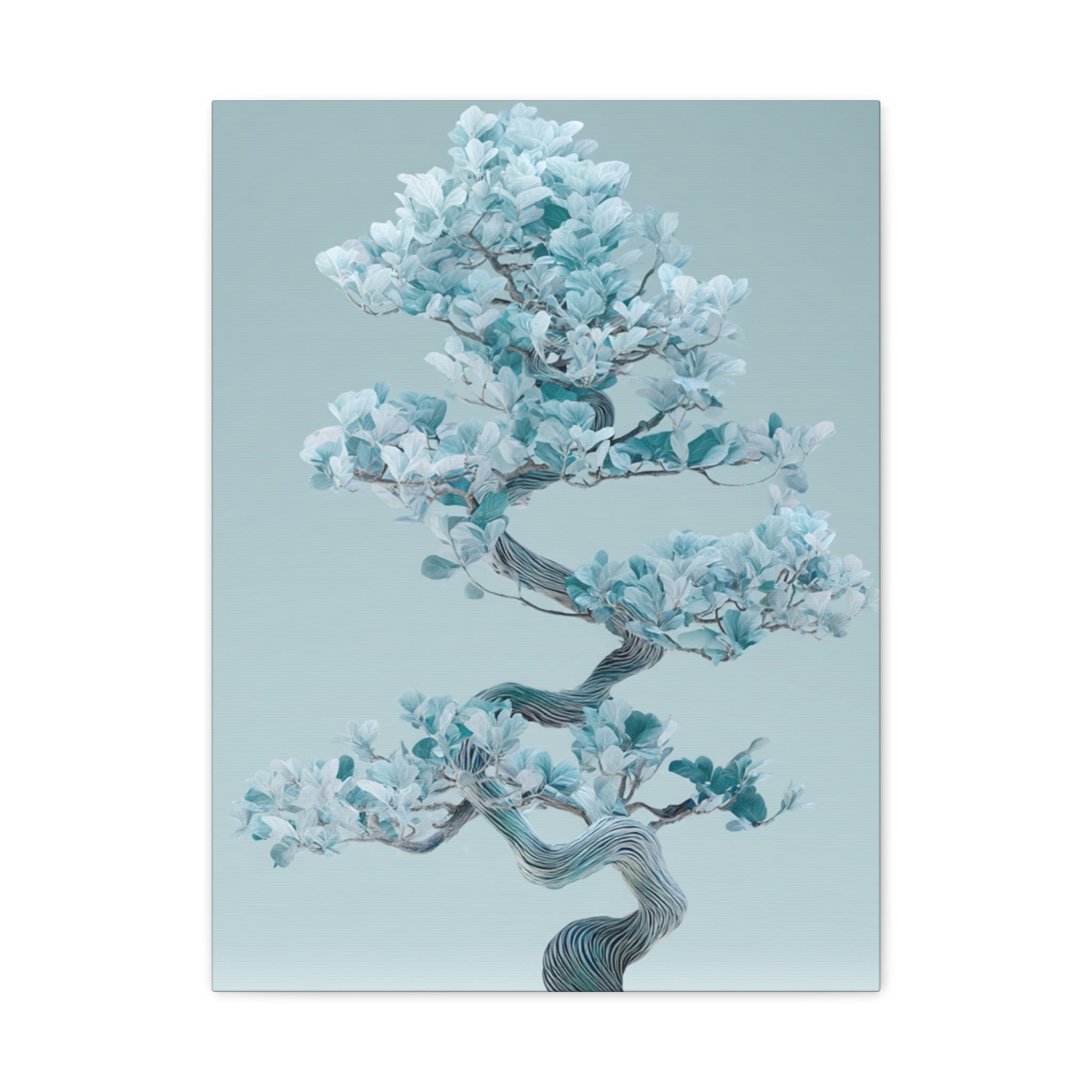 Bonsai Blue Leaf Matte Canvas Wall Art (Stretched 1.25")