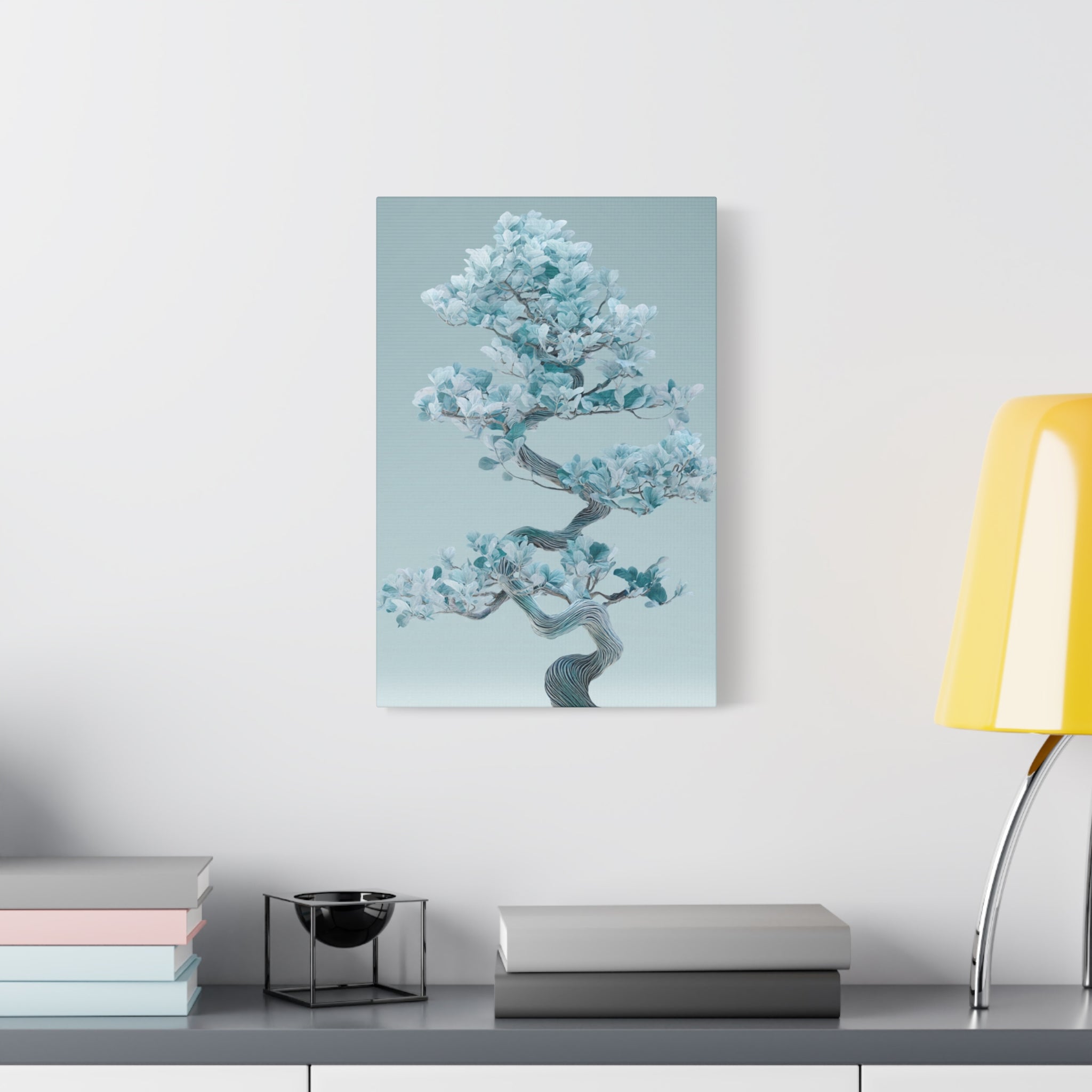 Bonsai Blue Leaf Matte Canvas Wall Art (Stretched 1.25")