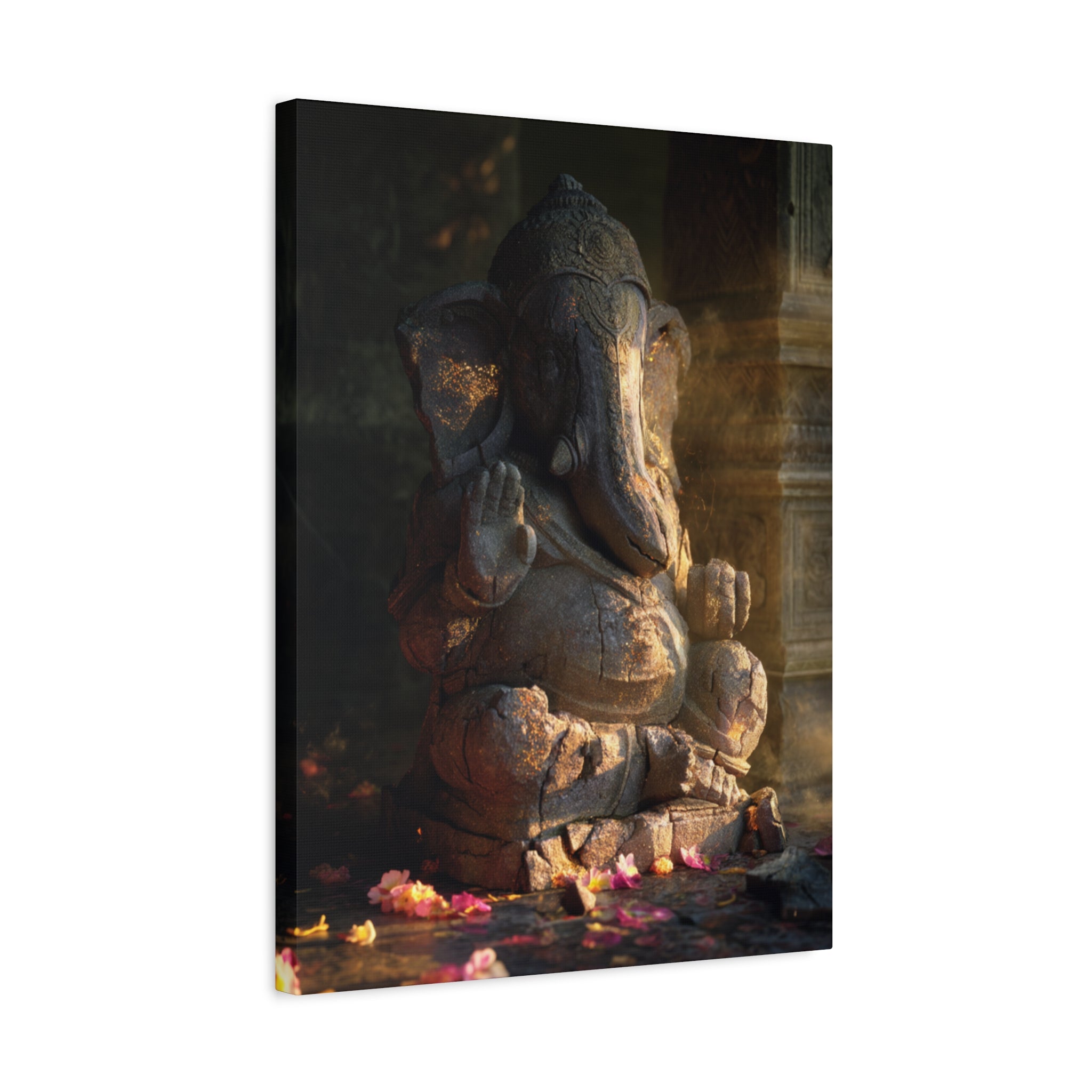 Ganesha Statue Matte Canvas Print — Spiritual Hindu Wall Art