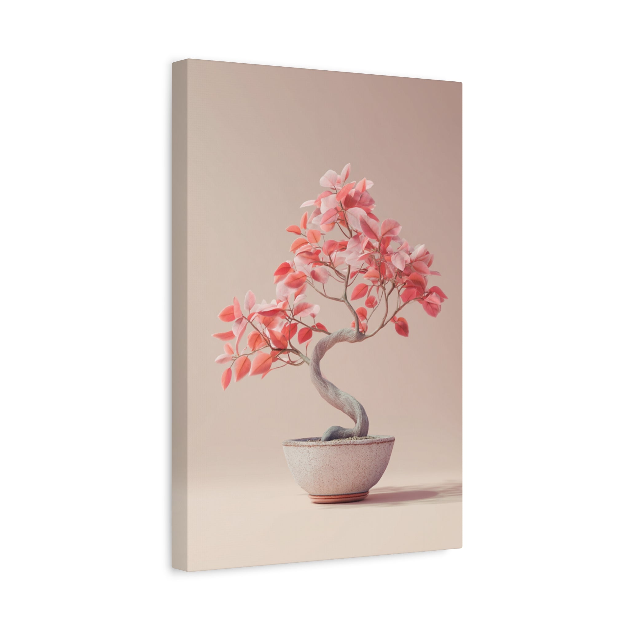 Pink Bonsai Canvas Wall Art - Matte Stretched 1.25"