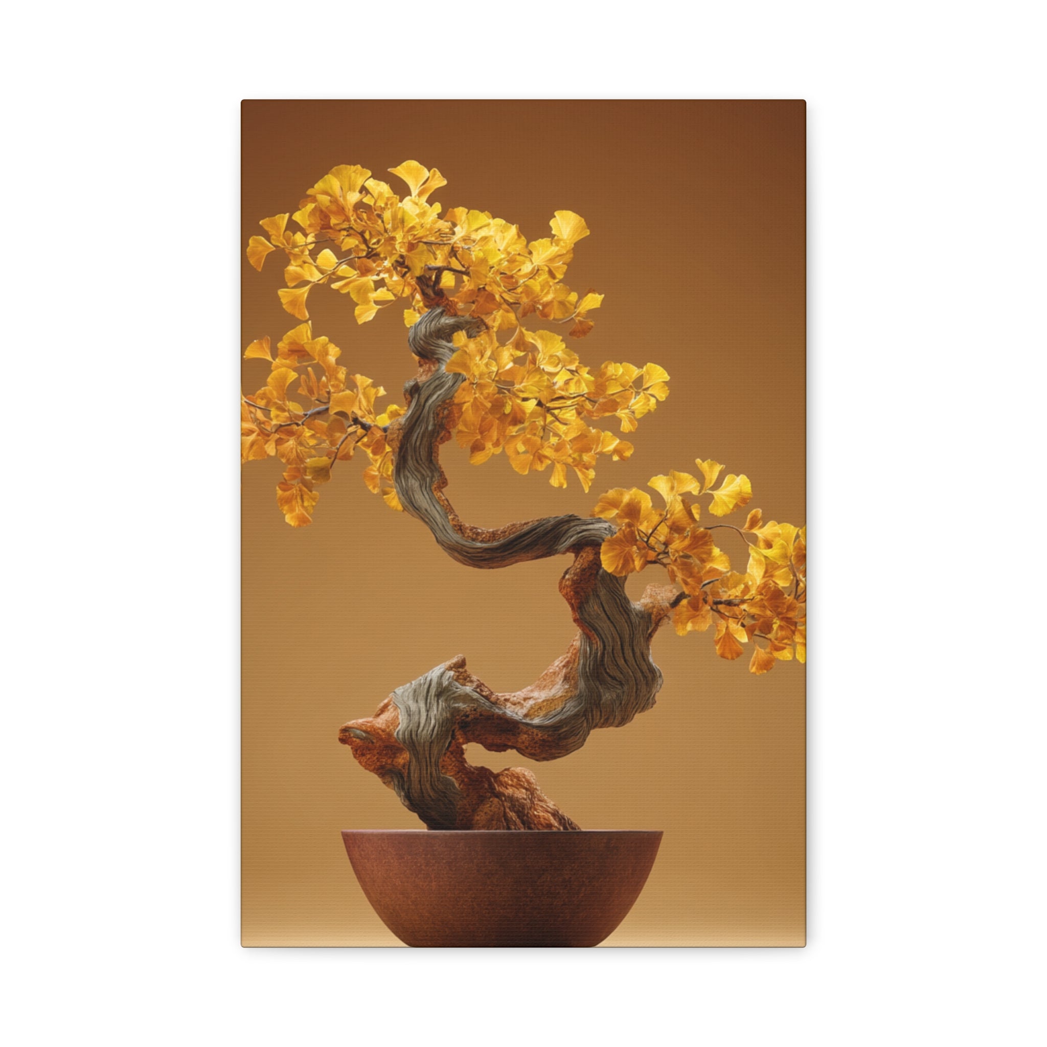 Yellow Leaves Bonsai Matte Stretched Canvas