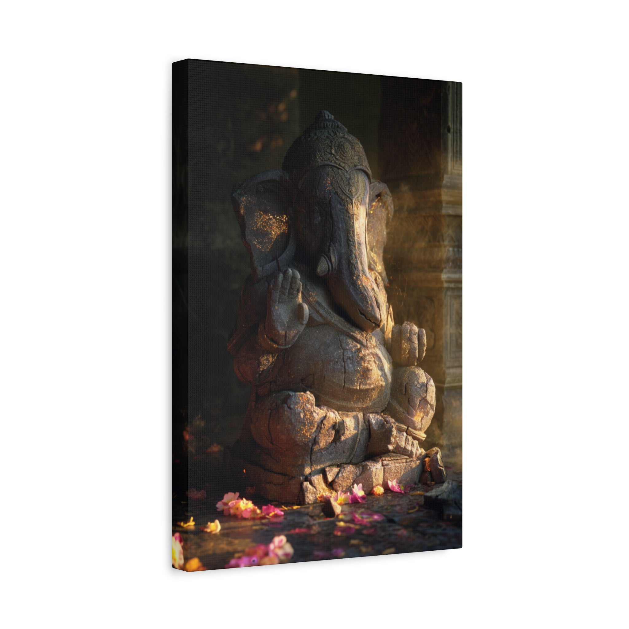 Ganesha Statue Matte Canvas Print — Spiritual Hindu Wall Art