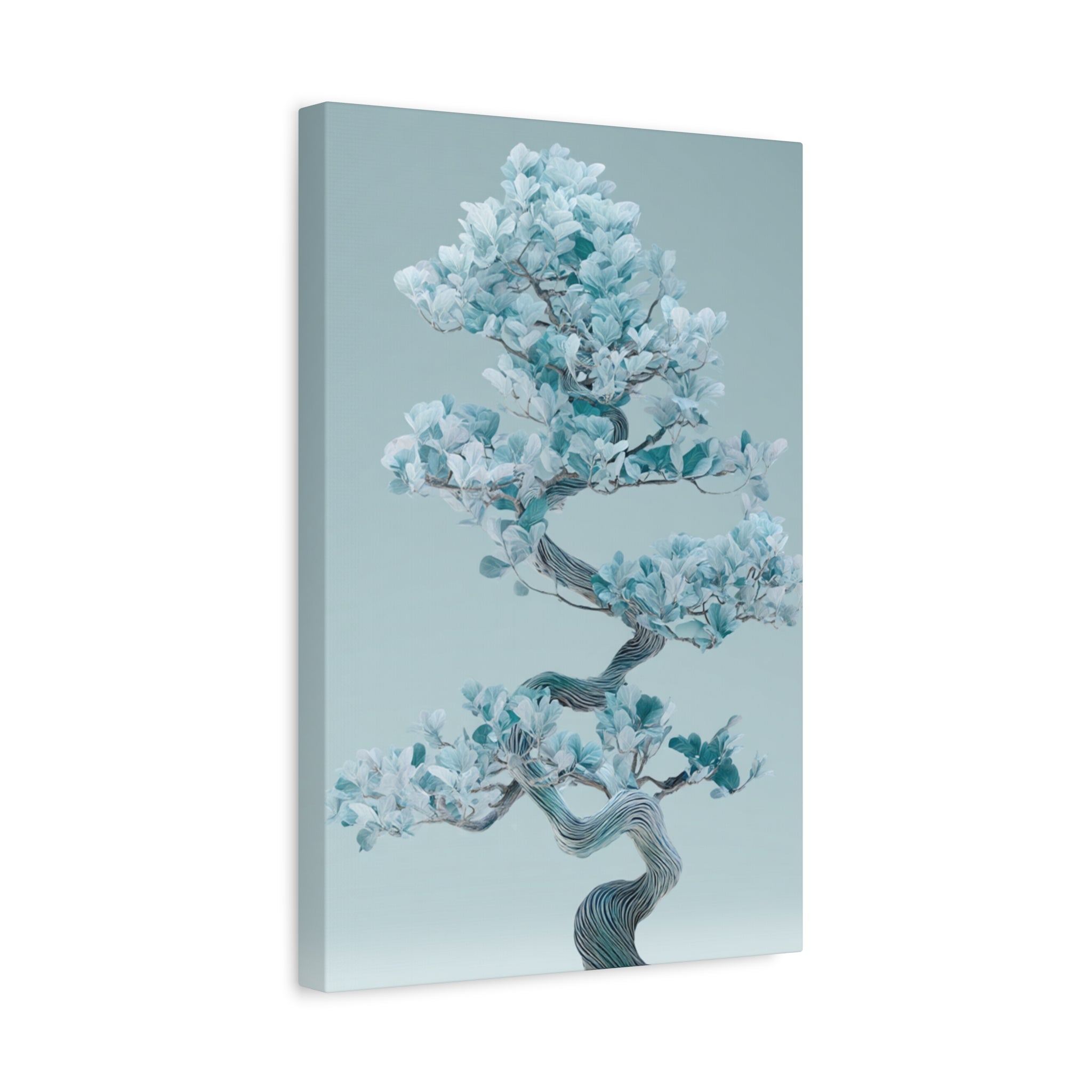 Bonsai Blue Leaf Matte Canvas Wall Art (Stretched 1.25")