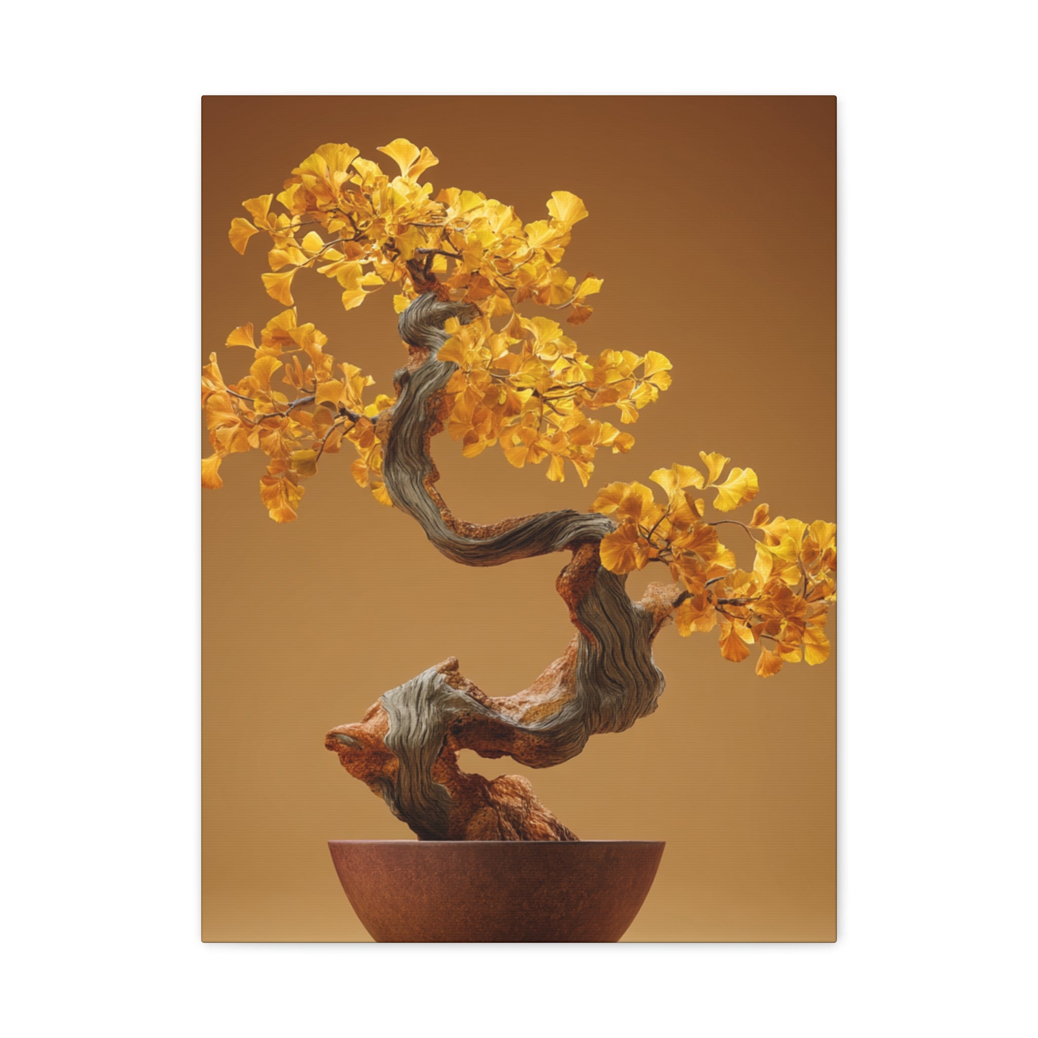 Yellow Leaves Bonsai Matte Stretched Canvas