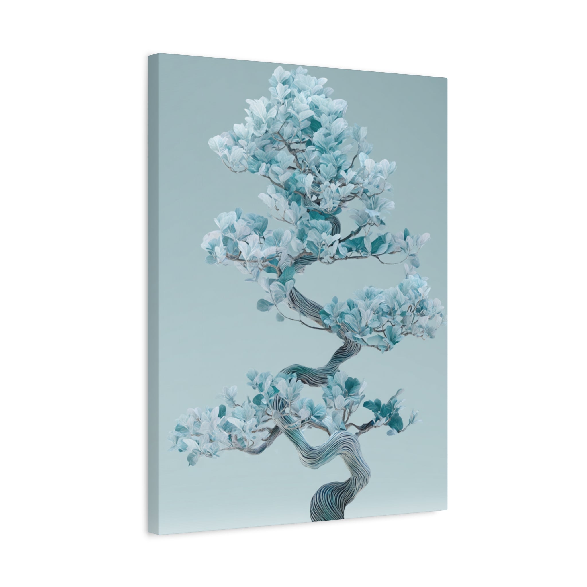 Bonsai Blue Leaf Matte Canvas Wall Art (Stretched 1.25")