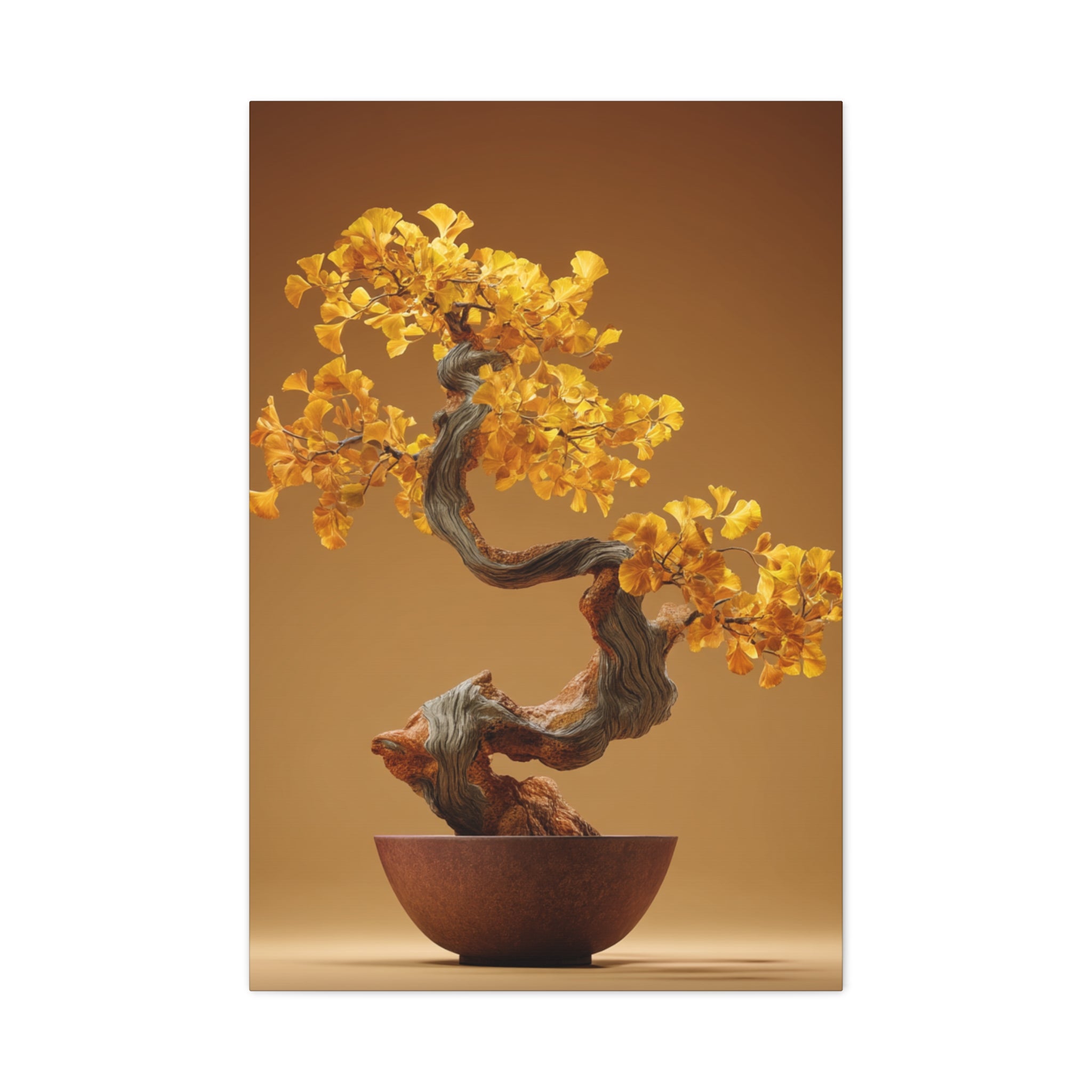 Yellow Leaves Bonsai Matte Stretched Canvas