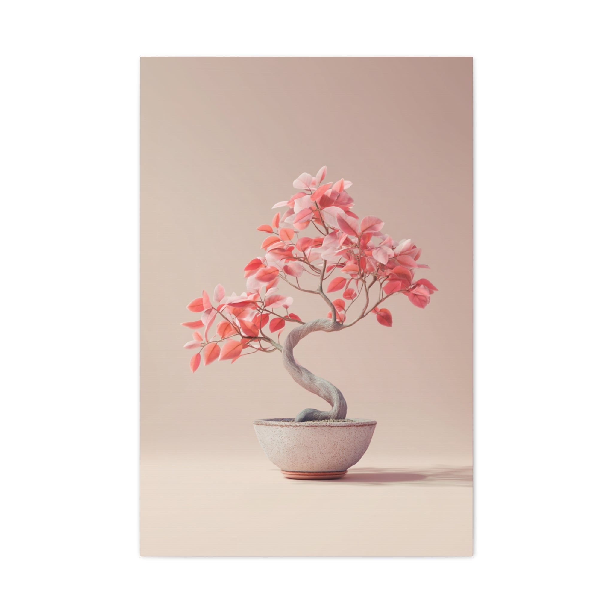 Pink Bonsai Canvas Wall Art - Matte Stretched 1.25"
