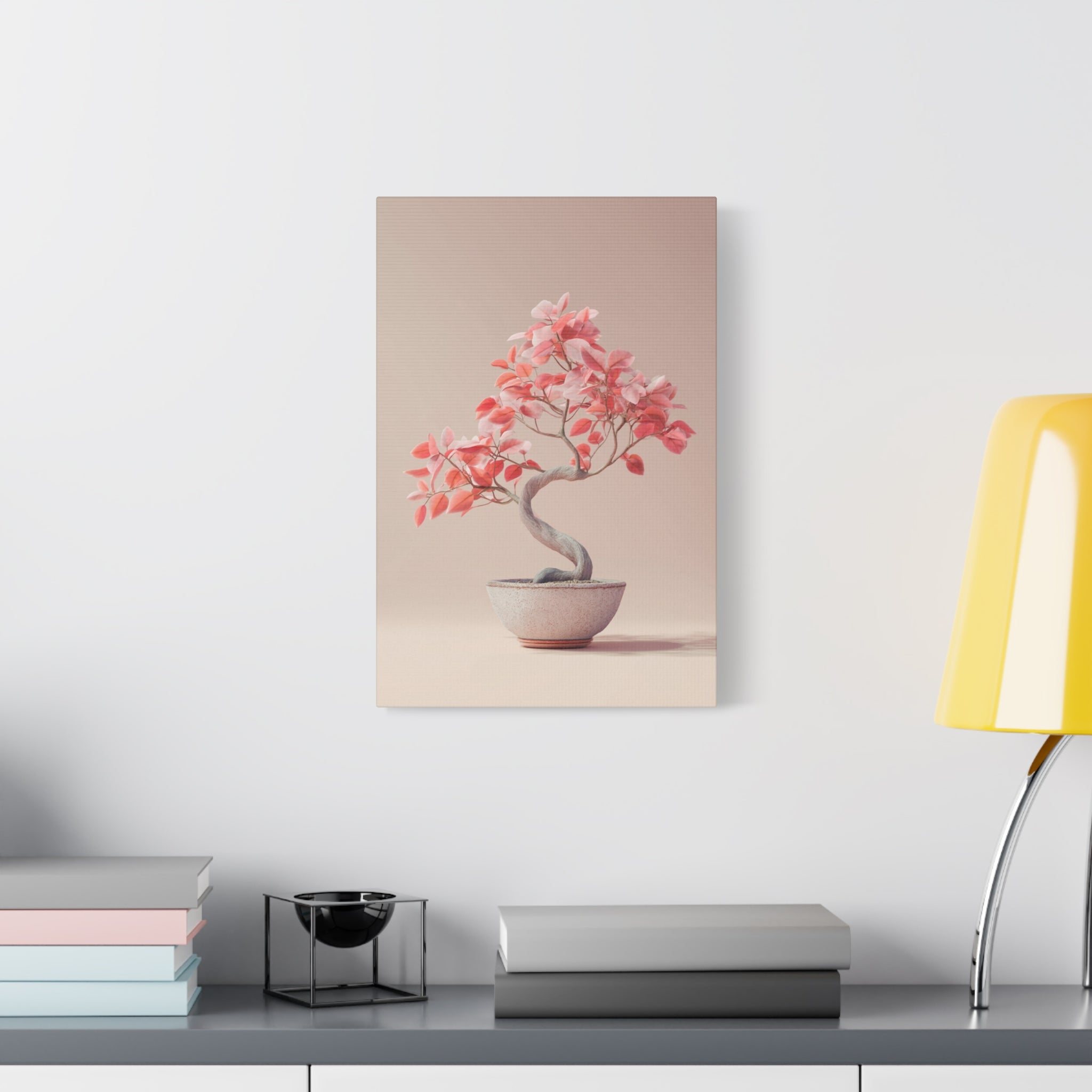 Pink Bonsai Canvas Wall Art - Matte Stretched 1.25"