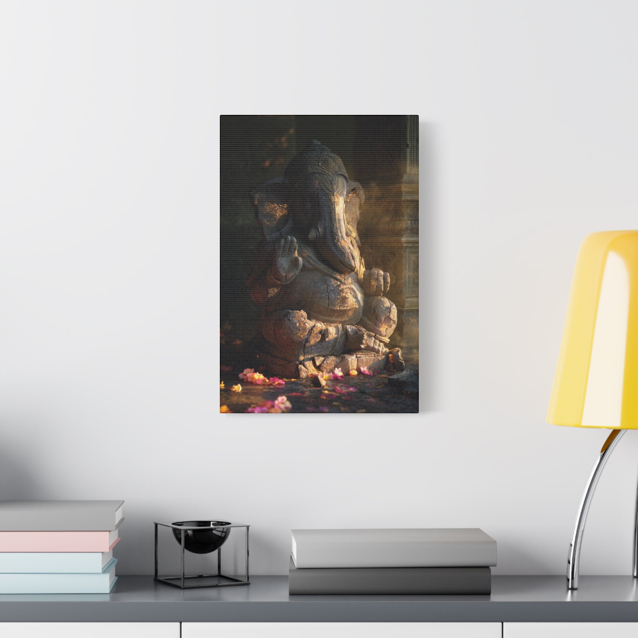 Ganesha Statue Matte Canvas Print — Spiritual Hindu Wall Art